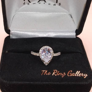 925/14K Diamond Engagement Ring STERLING SILVER #5 size 6,7,8,9,10
